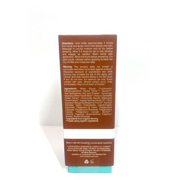 Coola Sunless Self Dry Oil Mist 3.4 fl oz New in Box Sealed Unisex - Picture 2 of 3